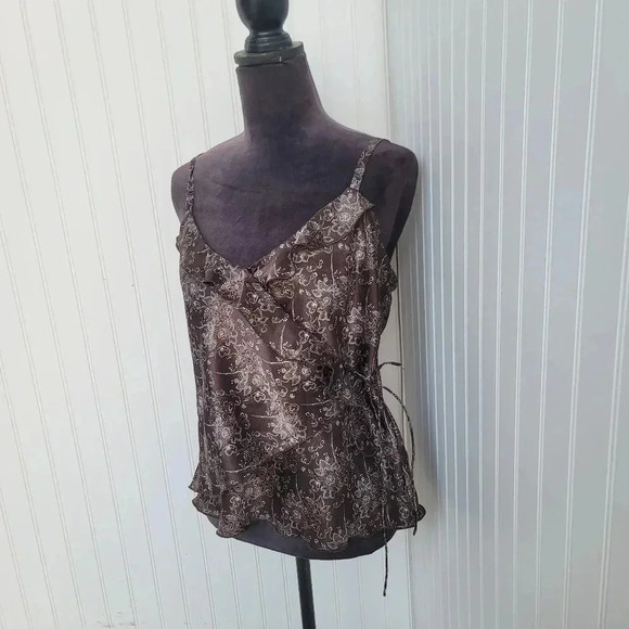 GAP Brown Floral wrap front cami tank top - Picture 4 of 11